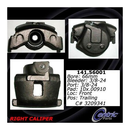 Centric Semi-Loaded Brake Caliper with New Phenolic Pistons, Parts 141.56001